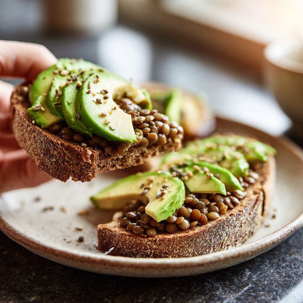 Healthy Lunch Avocado Lentil Toast