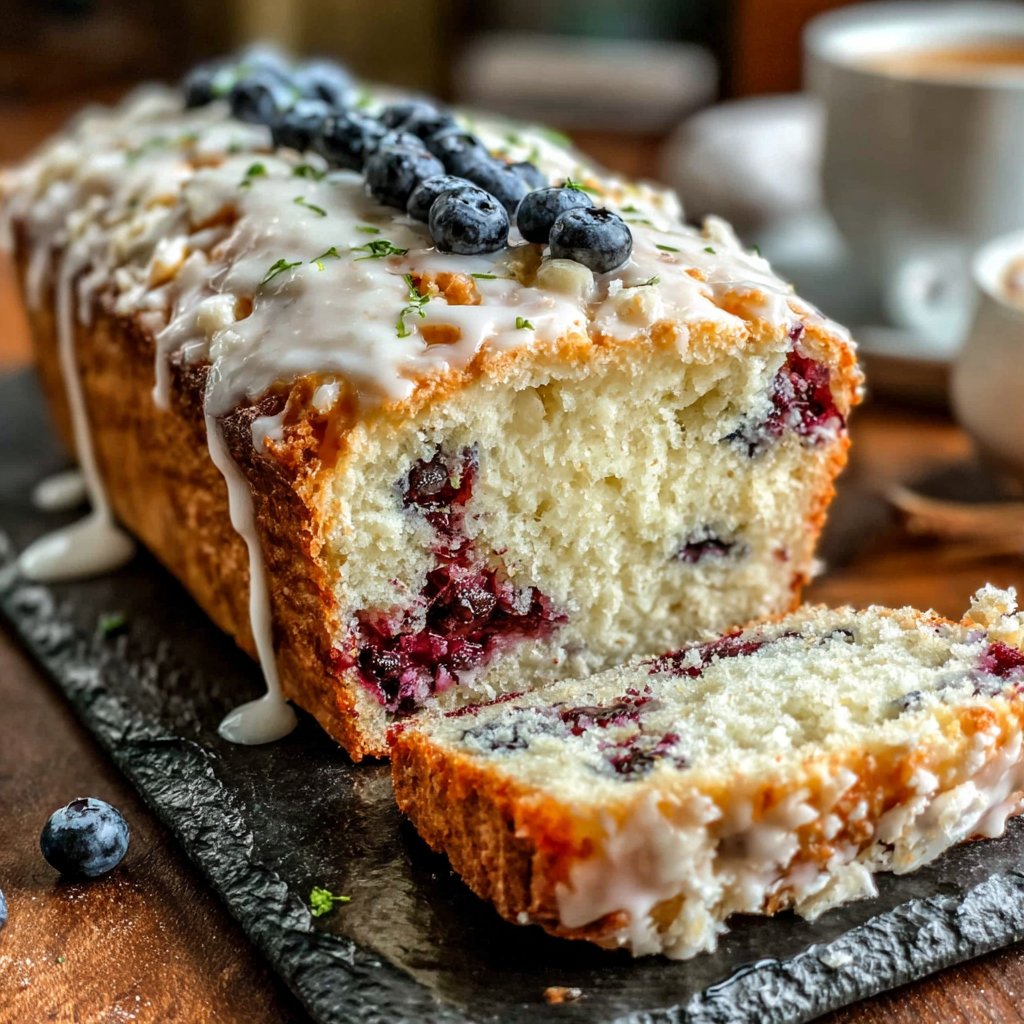 Blueberry Lemon Loaf With Glaze