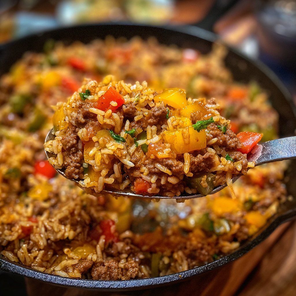 Quick Ground Beef And Rice Skillet