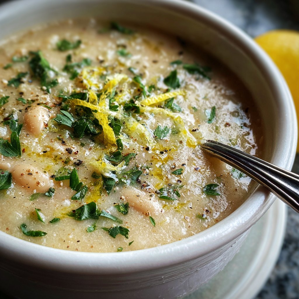 Creamy Lemon White Bean Soup Bowl
