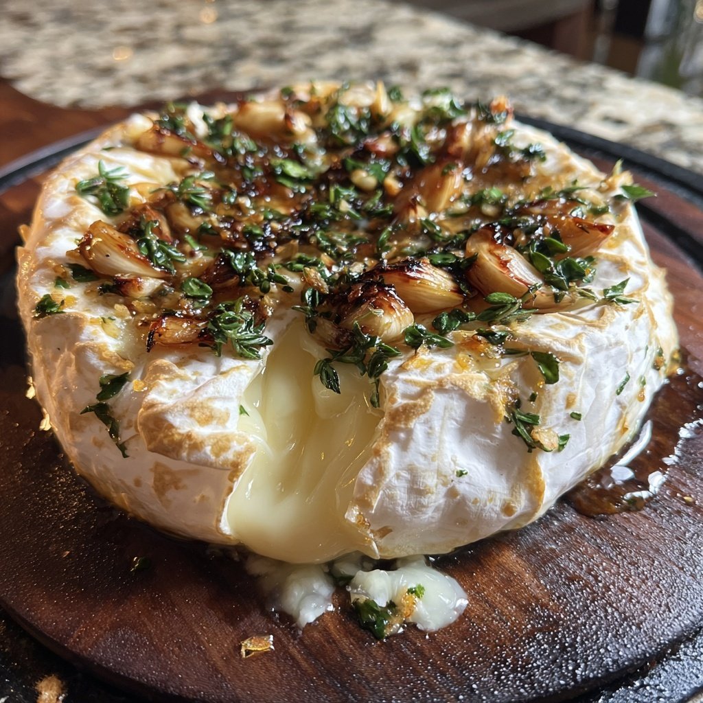 Warm Camembert with Garlic and Herbs