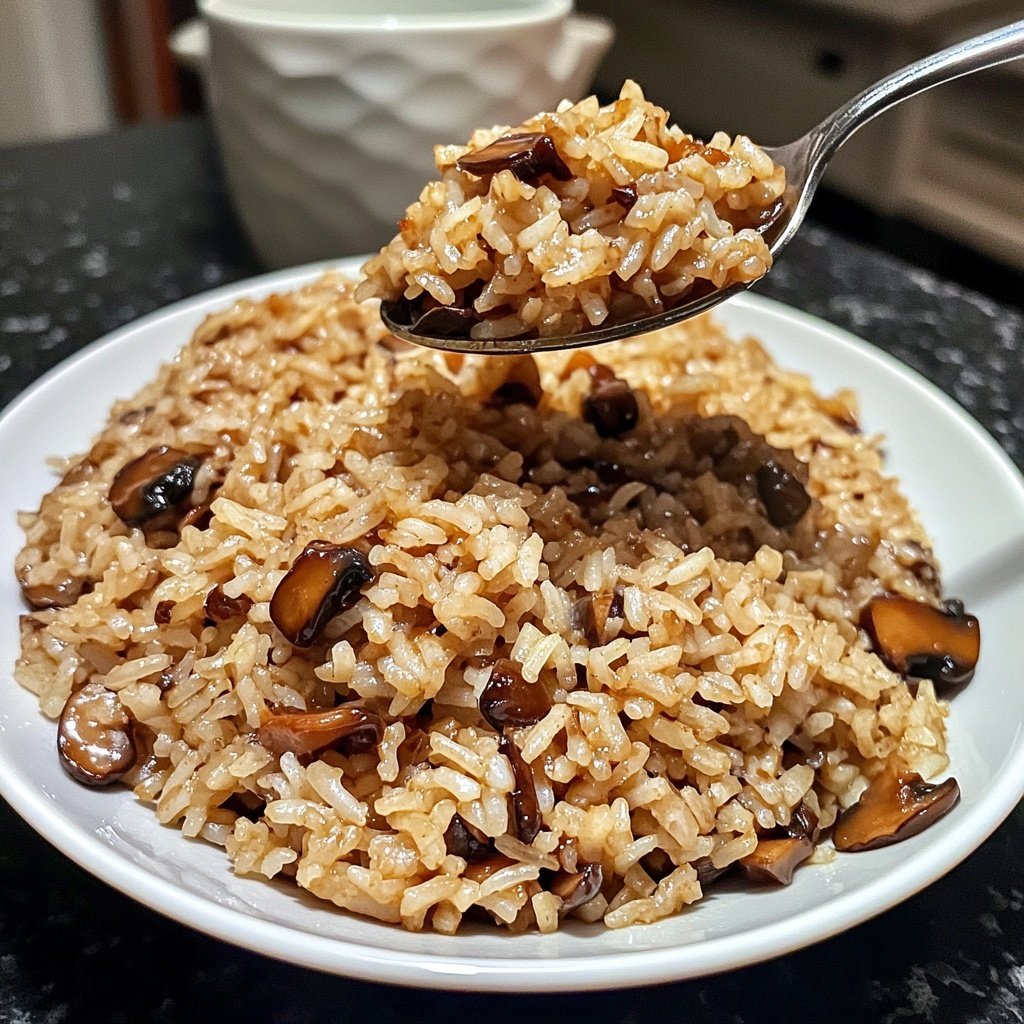 One Pot Soy Sauce Mushroom Rice