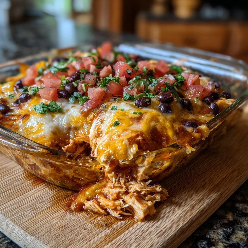 Shredded Chicken Burrito Bake