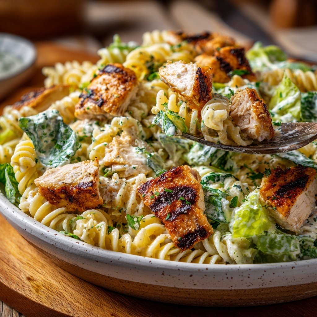 Healthy Chicken Caesar Pasta Salad