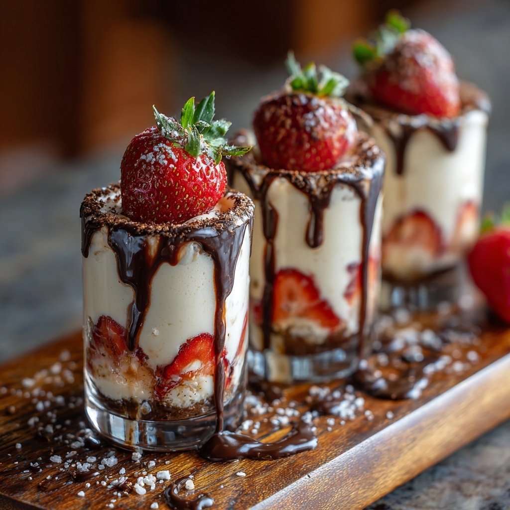Chocolate Covered Strawberry Dessert Shooters